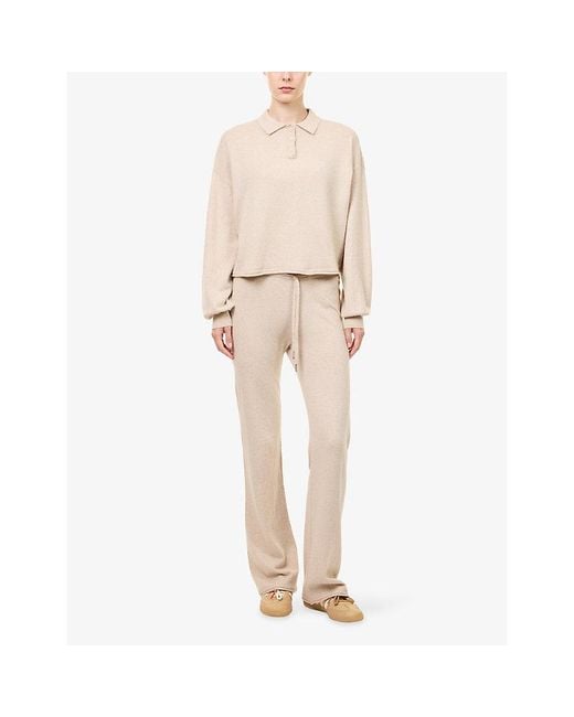 ADANOLA Natural Roll-Edge Knit Polo Shirt