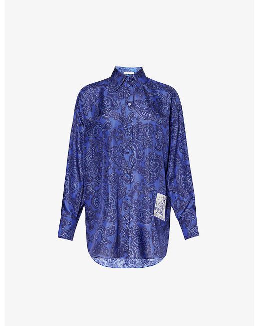Zimmermann Blue Ottie Paisley-print Silk Shirt
