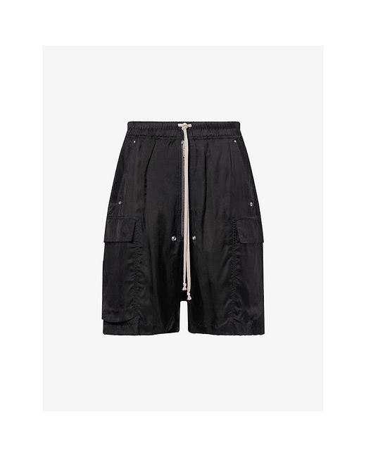 Rick Owens Black Cargobela Satin Shorts for men