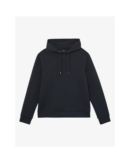 Reiss Blue Dane Relaxed-Fit Jersey Hoody for men