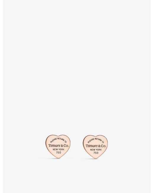 Tiffany & Co. Return To Tiffany Mini Heart Tag 18ct -gold Earrings in White | Lyst Canada