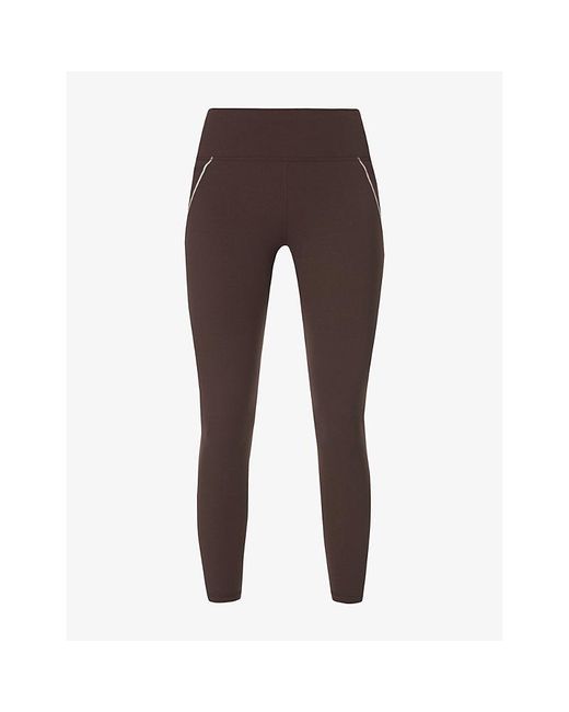 Sweaty Betty Brown Power 7/8 Contrast Stitch Gym Leggings