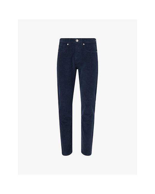 Eleventy Blue Straight-Leg Corduroy Cotton Blend Trousers for men