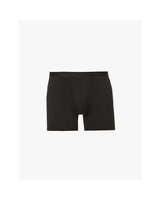 Derek Rose Black Alex Regular-Fit Stretch-Modal Trunks for men