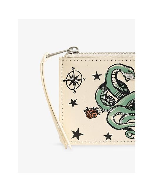 Zadig & Voltaire Metallic Rock Tattoo Leather Cardholder