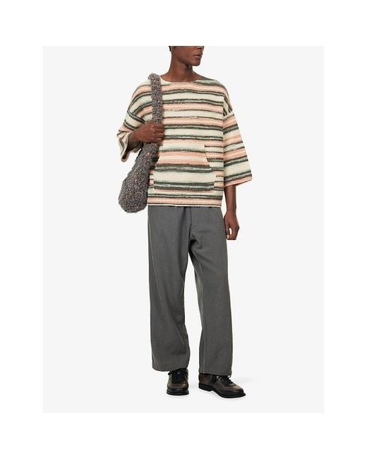 Visvim Natural Burrow Striped Wool And Cashmere-Blend Jumper for men
