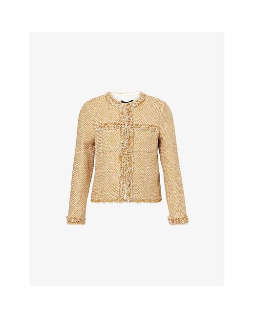 ME+EM Natural Metallic Tweed Evening Jacket