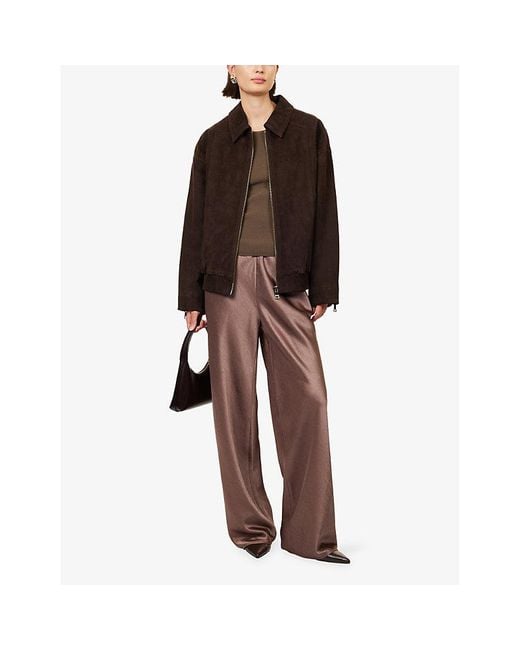 Vince Brown High-Rise Wide-Leg Woven Trousers