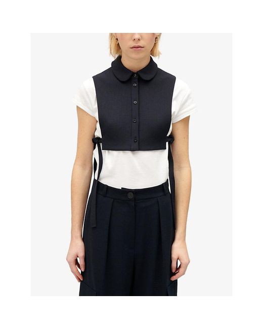 Claudie Pierlot Black Button-down Removable Wool-blend Collar