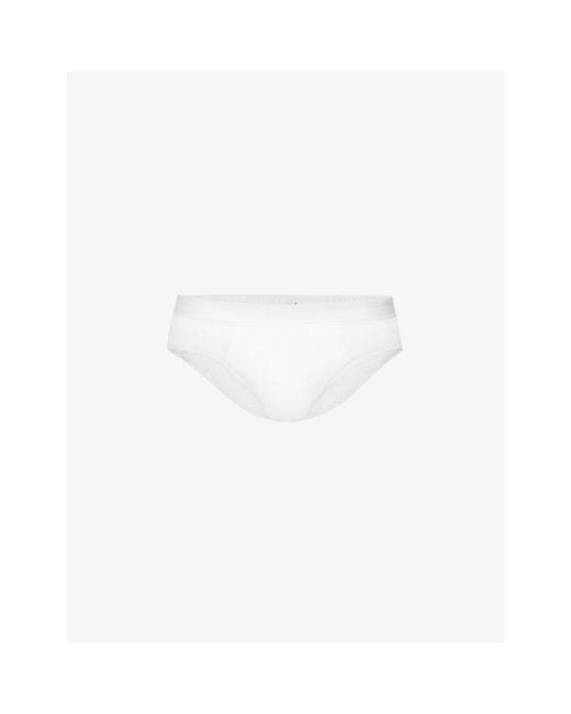 Derek Rose White Jack Branded-Waistband Stretch-Cotton Briefs for men