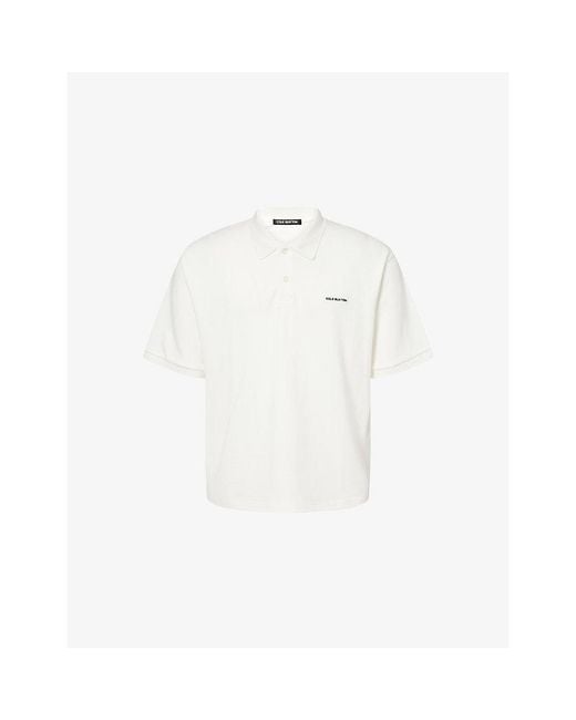 Cole Buxton White Mini Logo Short-Sleeves Stretch-Cotton Piqué Polo Shirt for men