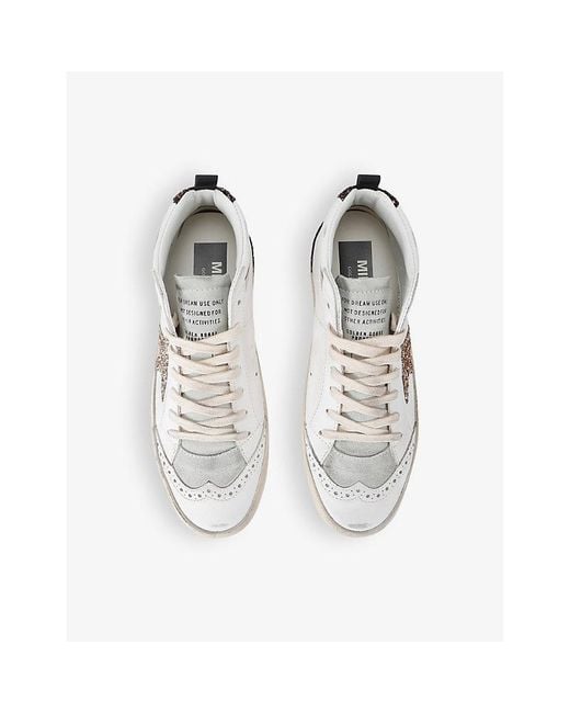 Golden Goose Deluxe Brand White Comb Midstar 11923 Star-Embroidered Mid-Top Leather Trainers