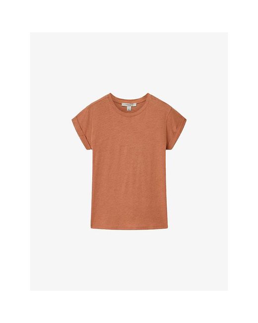 AllSaints Brown Anna Relaxed-Fit Short-Sleeve Cotton T-Shirt
