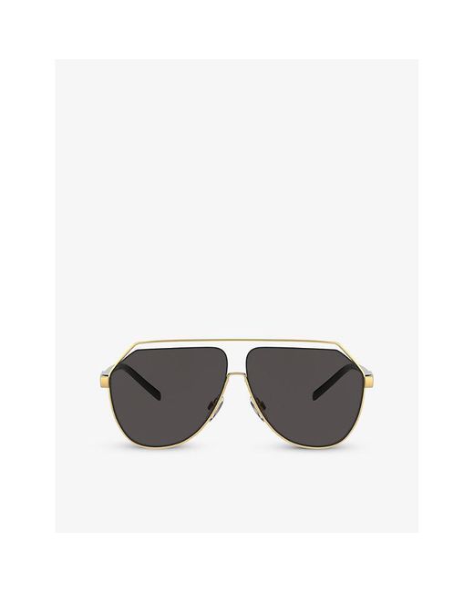Dolce & Gabbana Gray Dg2266 Pilot-frame Metal Sunglasses