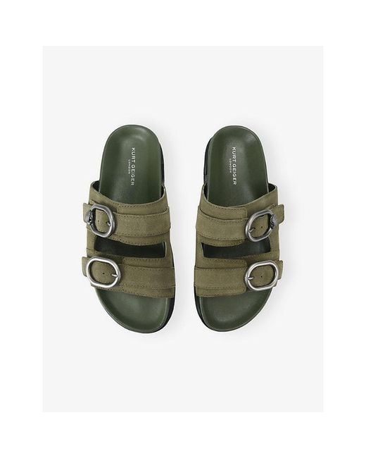 Kurt Geiger Green Bancroft Flat Suede Sandals for men