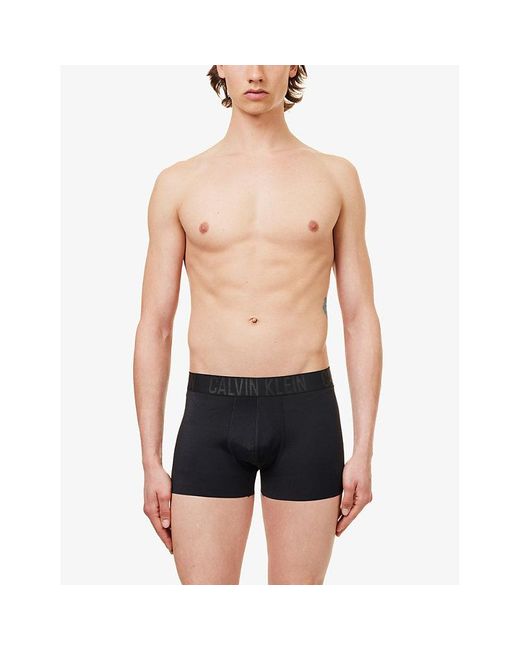 Calvin Klein Black Logo-waistband Stretch-woven Trunk for men