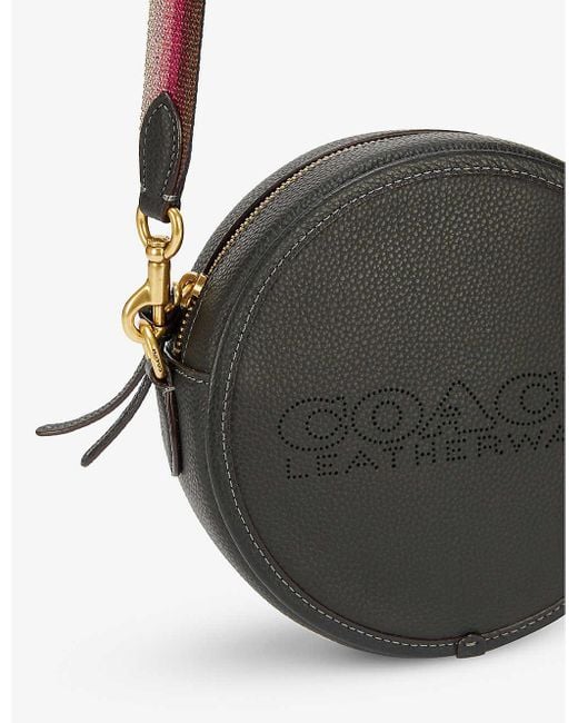 Coach Monogram-plaque Pebbled-leather Pouch Bag In B4/black