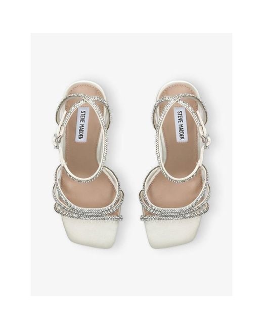 Steve Madden White Aubri Satin Wedge Sandals
