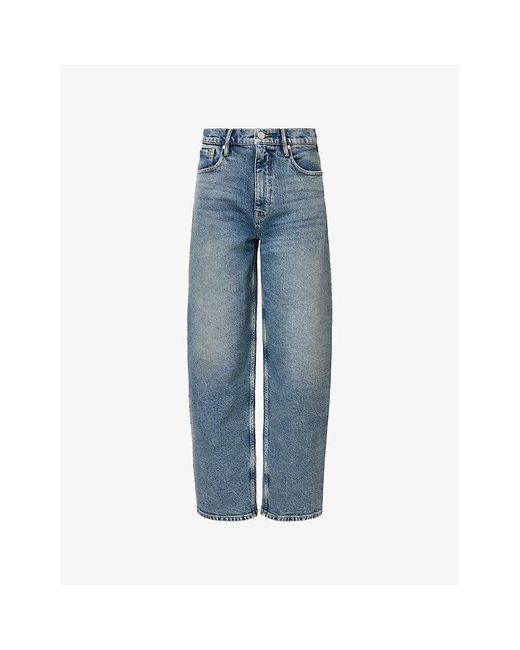 AllSaints Blue Sadie Barrel-Leg Mid-Rise Stretch-Denim Jeans
