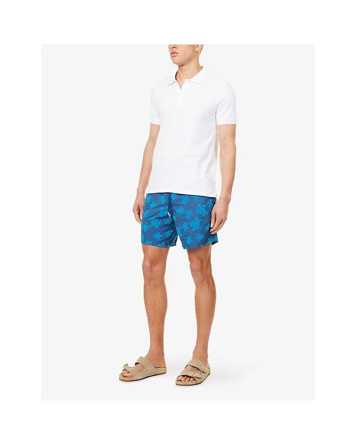 Vilebrequin Blue Moorea Turtle-Print Swim Shorts for men