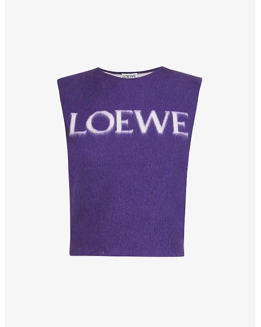 Loewe Purple Logo-print Wool-blend Tank Top