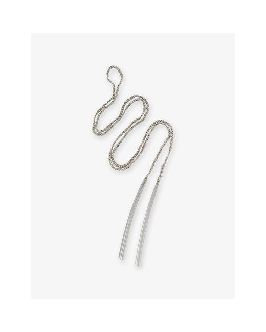 La Maison Du Couturier White Assya Panama Tassel Sterling- Necklace