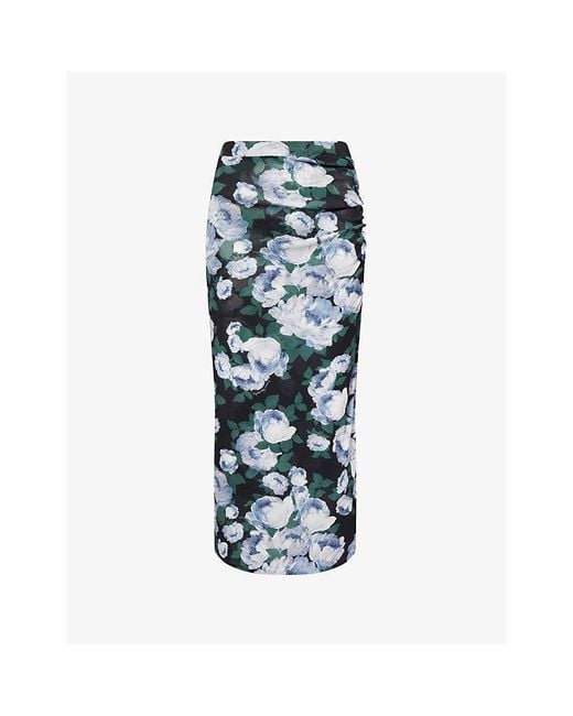 Stella McCartney Blue Bunch Of Roses Mesh Maxi Skirt