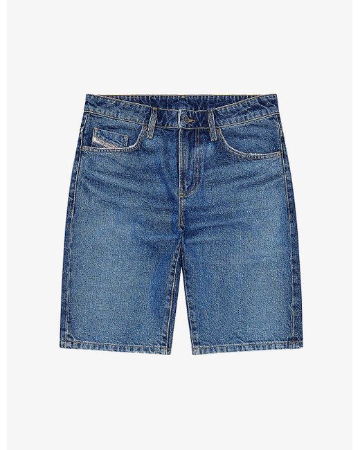 DIESEL Blue Faded-wash Slim-fit Denim Shorts for men