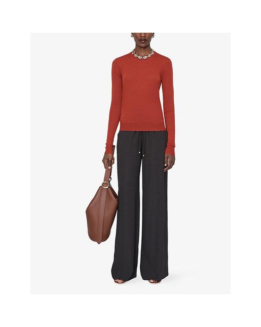 Joseph Red Cashair Round-Neck Cashmere Jumper