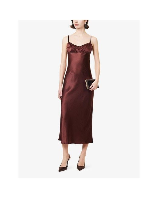 Anna October Women's Red Waterlily Scoop-Back Satin Midi Dress -  www.ice4pros.com.br