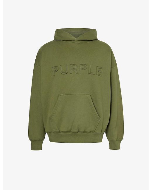Purple Brand Green Brand-appliqué Relaxed-fit Cotton-jersey Hoody Xx for men