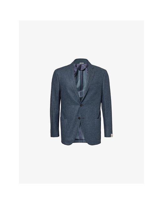 Corneliani Blue Academy Notched-Collar Wool-Cashmere Blend Jacket for men