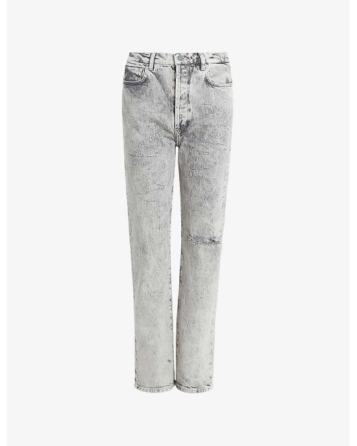 AllSaints Gray Edie Straight-leg High-rise Stretch-denim Jeans