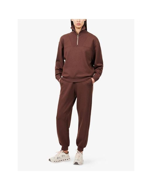 Now You Live Brown Rutland High-Neck Stretch-Woven Sweatshirt