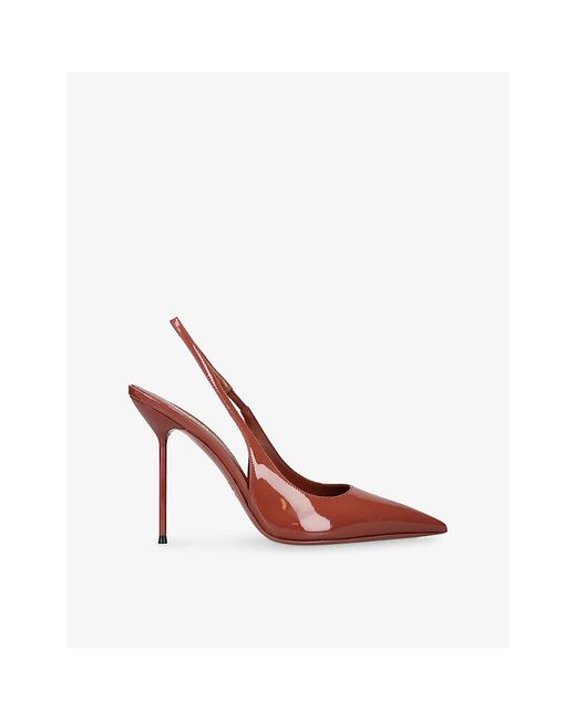 Paris Texas Pink Lidia 105 Heeled Patent-Leather Sling-Back Courts