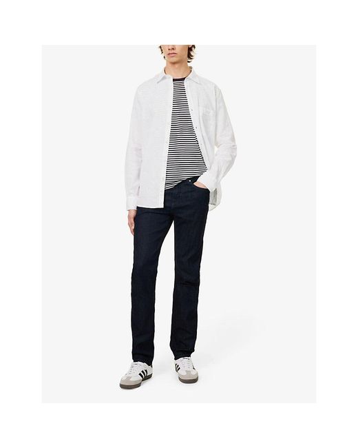 7 For All Mankind Blue Slimmy Executive Straight-Leg Mid-Rise Stretch Denim-Blend Jeans for men
