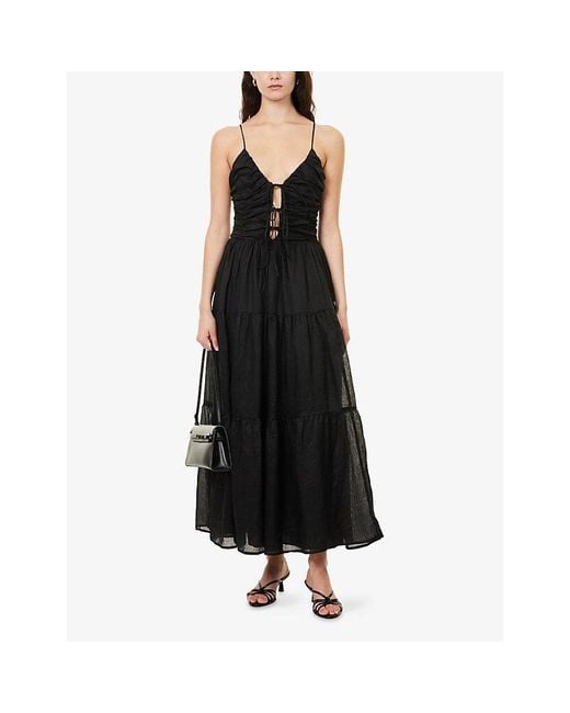 Dissh Black Marnie Sleeveless Ramie Midi Dress