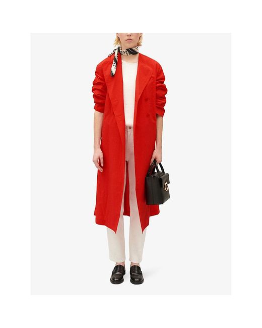 Claudie Pierlot Red Wide-collar Regular-fit Cotton-blend Coat