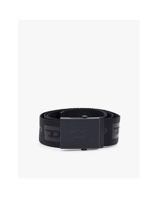 DIESEL Black B- Logo-tape Woven Belt for men