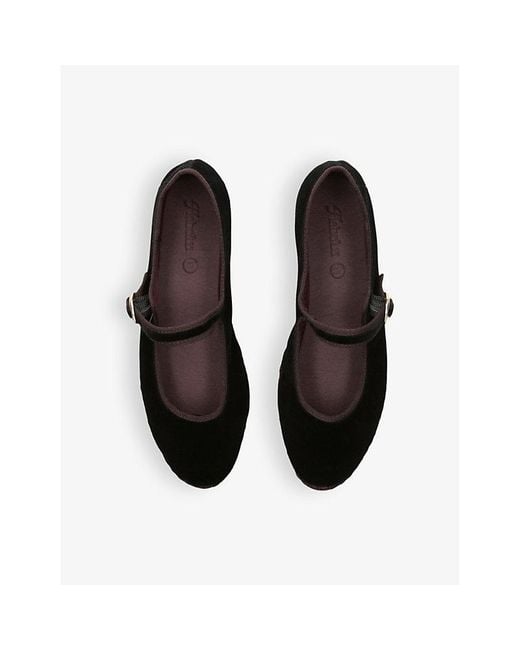 Flabelus Black Sethe Single-Strap Cotton Mary Jane Flats