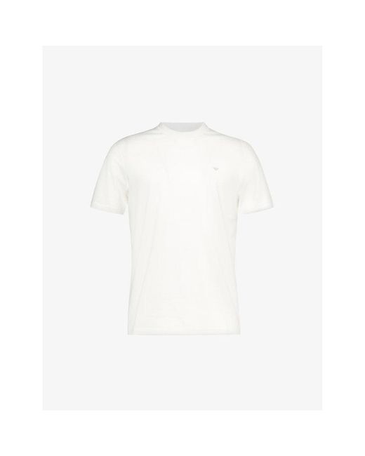 Emporio Armani White Logo-embossed Cotton-jersey T-shirt for men