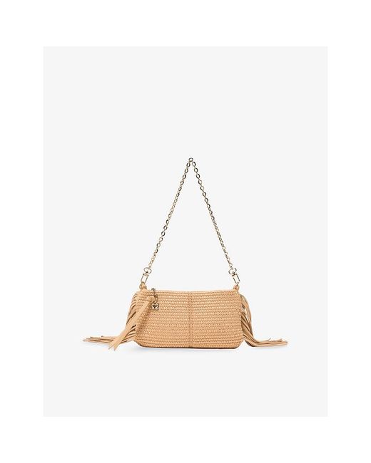 Maje White Miss M Raffia Shoulder Bag