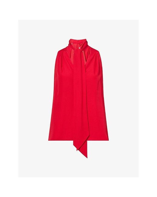 ME+EM Red V-Neck Neck-Tie Silk Camisole Top