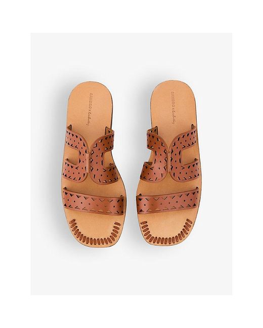 Sandro Multicolor Perforated Flat Leather Sandals