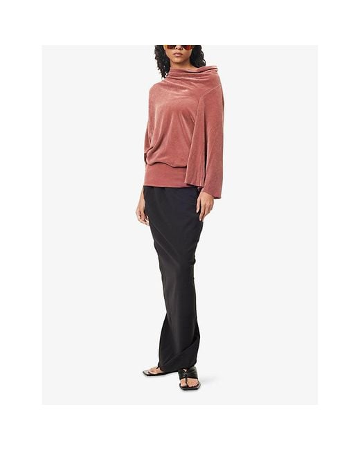 Rick Owens Red Cylinder Draped Woven Top