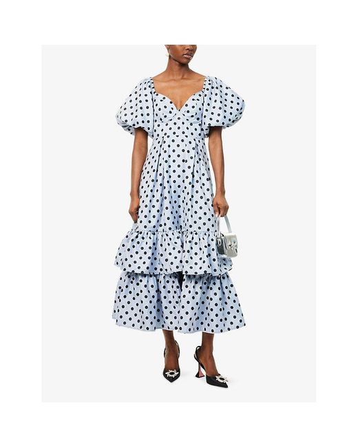 Sister Jane Blue Bay Polka-Dot Woven Maxi Dress