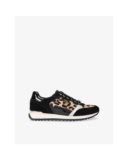 Carvela Kurt Geiger Black Florencia Leopard Faux-Leather Trainers