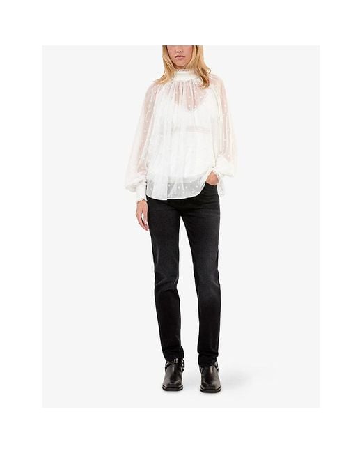 The Kooples Black Logo-Patch Slim-Leg Mid-Rise Stretch-Denim Jeans
