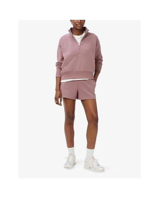 Sweaty Betty Pink Revive Rib Mix Half-Zip Cotton-Jersey Sweatshirt