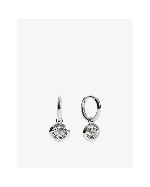 Monica Vinader White Oval Sterling And Lab Grown Diamond Huggie Earrings